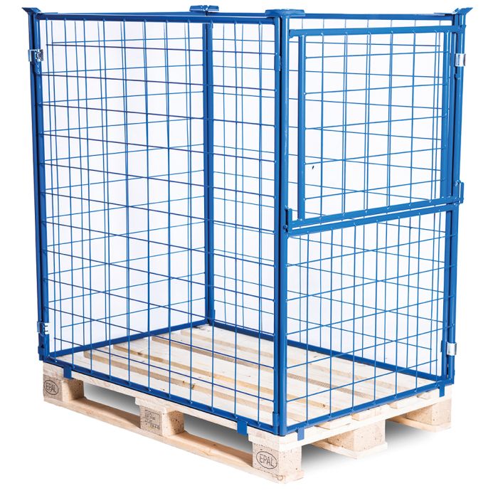 Pallet kooien met deur aan de korte kant. H1200 mm. Blauw - 